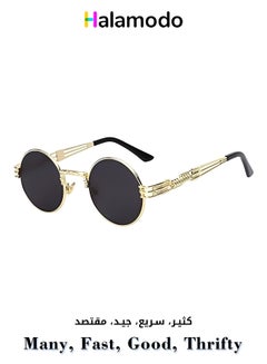 Buy Stylish Retro Round Sunglasses Metal Frame Black Lenses in Saudi Arabia