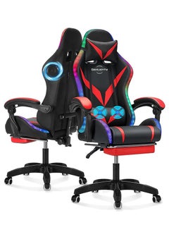 اشتري Gaming Chair with Bluetooth Speakers and RGB LED Lights, Ergonomic Massage Video Game Chair, Computer Chair with Footrest, High Back Desk Chair with Lumbar Support في السعودية