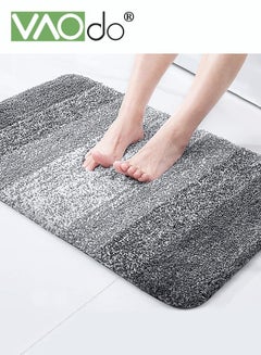 Buy Luxury Bathroom Rug Mat Extra Soft and Absorbent Microfiber Bath Rugs Non-Slip Plush Bath Carpet 51*81CM Grey in UAE