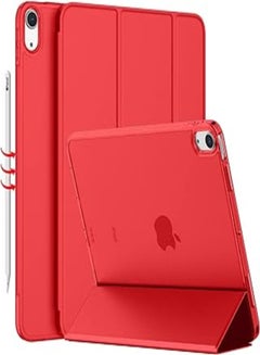 اشتري iMieet iPad Air 5 Case 2022/iPad Air 4 Case 2020 - iPad Air 5th/4th Generation Case 10.9 Inch Lightweight Slim Cover with Translucent Frosted Hard Back [Support Touch ID](Red) في مصر