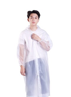 اشتري Rain Coat Poncho for Adult, Reusable Lightweight Rain Coat Ponchos with Hood & Elastic Cuff Sleeves في السعودية