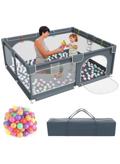 اشتري Baby Playpen 180 * 150 * 60 cm ، مع 50 كرة ، 4 حلقات يدوية وحقيبة تخزين ، للأطفال الصغار بشبكة قابلة للتنفس في الامارات