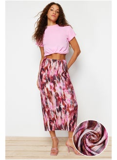 Buy Red Printed Pleat Maxi Knitted Skirt TWOSS24ET00055 in Egypt