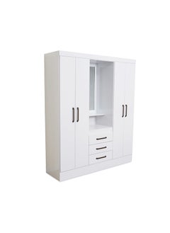 Buy CLEAN 4 DOOR WARDROBE WITH 3 DRAWER AND MIRROR in UAE