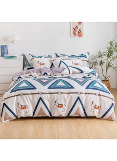 اشتري 6 Piece King Size Duvet Cover Set Microfibre Patina 1 Duvet Cover 220X240 Cm 1 Fitted Sheet 200X200+25 Cm 4 Pillow Cases 48X74Cm Multicolour في الامارات