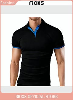 Buy Men's Slim Fit Polo T-Shirt Classic Basic Short Sleeve Golf Shirt in UAE