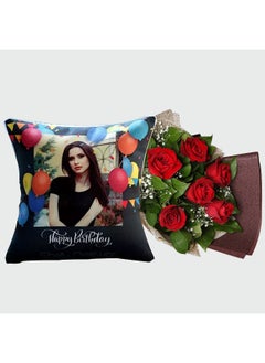 اشتري Red Rose Bouquet And Personalised Cushion في الامارات