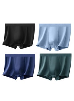 3D Stereo Men's Underwear Ice Silk, 4Pack Sexy See-Through Men Boxer,  Breathable Seamless, Wide Belt with Novel Dragon Pattern, Low Rise Ultra  Thin Soft,Blue black yellow,L price in Saudi Arabia