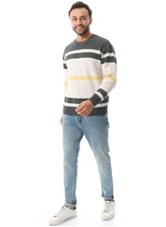 Buy Long Sleeves Slip On Pullover _ Grey , Off White & Yellow in Egypt