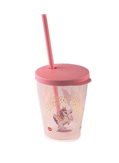 اشتري Polypropylene Unicorn Cup 385 ml with Lid & Straw Set في الامارات