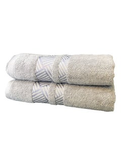 Buy Premium 2-Piece Bath Towel Set - 500 GSM 100% Cotton Terry - Quick Dry and Super Absorbent - Luxurious Bathroom Towel Set - Large 70x140 cm - Elegant Grey Color in Saudi Arabia