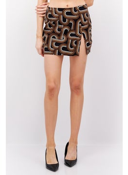 اشتري Women Retro Printed Mini Skirt, Black Combo في الامارات