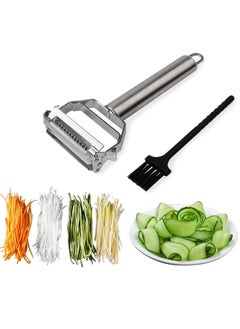 Buy Peeler Stainless Steel, Double Sided Blade Multi-functional Cutter Slicer for Kitchen, with Cleaning Brush, for Carrot Potato Melon Gadget Vegetable Fruit in Saudi Arabia