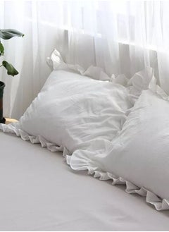 Buy 2 pieces Set Premium Soft Quality Pillow Covers, White Color in UAE