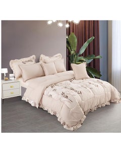 Buy Super King 8 Pieces Comforter set Ruffle Bedding Set, Cotton and Polyester Quality Dorm, Duvet( 240*260cm) in UAE