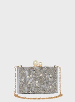 Buy Diamante Leaf Embellished Clutch Bag in Saudi Arabia