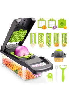 Buy Vegetable chopper,senbowe multifunctional 13-in-1 food choppers onion chopper vegetable slicer cutter dicer veggie chopper with 8 blades,colander basket,container for salad potato carrot in UAE