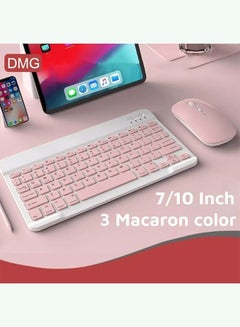 Buy Wireless Bluetooth Keyboard Mouse Set  Three System Universal English 10inch Pink Lightweight Portable in Saudi Arabia