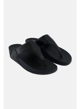 Buy Women Slip On Leather Sandals, Black in Saudi Arabia