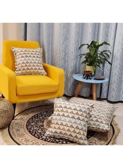 اشتري Pack of 3 Throw Floor & Sofa Cushions with Cushion Covers - Modern & Decorative Patterns - For Room, Bed Room, Living Room - 02 Sofa Cushions 45X45 Cm + 01 Floor Cushion 70X70 Cm (Design 3) في الامارات