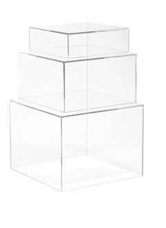 Buy Set of 3 Crystal Clear Acrylic Cube Display Nesting Risers with Hollow Bottoms, Transparent in Saudi Arabia