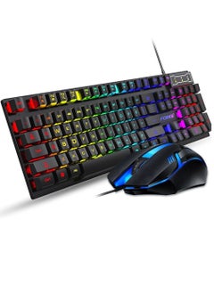 Buy RGB Gaming Keyboard Mouse Set, Mechanical Keyboard Feel Keyboard,104 Keys Transparent Keycap Keyboard with Mouse, for Gaming Office in Egypt