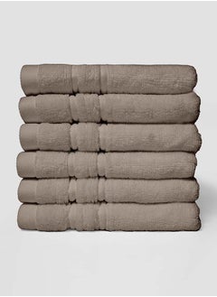 اشتري 6 Pieces Face Towel by La'Marvel, Beige 600 GSM 100% Cotton Plux Towels في السعودية