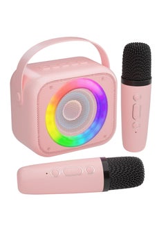 اشتري Karaoke Machine for Kids, Mini Portable Bluetooth Karaoke Speaker with 2 Wireless Mics and Colorful Lights for Kids Adults, Gifts Toys for Girls Boys Family Home Party في الامارات