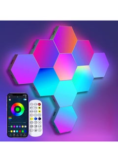 Buy Hexagon Gaming Lights Indoor Wall Lamps RGB Bluetooth LED APP Remote Control Night Light Computer Game Room Bedroom Bedside Decor -6 modules in Saudi Arabia