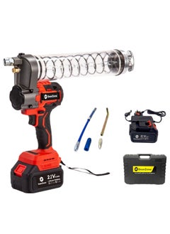 Buy Electric Grease Gun Kit, 12,000 PSI Battery Powered Grease Gun, Cordless Grease Gun with 2PCS Batteries and Charger-Color Red in Saudi Arabia