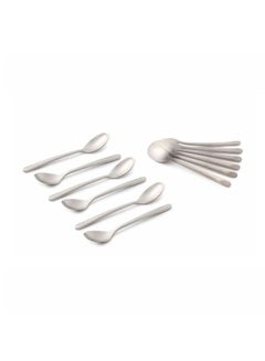 Buy 12pcs Cutlery Set, 18/10 Stainless Steel, Flatware Set, 12pcs Tea Spoon, Matte Silver, for Home Kitchen, Matte Polished - Dishwasher Safe in UAE