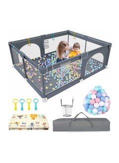 Buy Baby Playpen, Playpen Fance for Toddlers, Large Baby Playard with 50PCS Balls with Playmats, Indoor & Outdoor Infant Safety Activity Center Anti-Slip Base, Children's Fences Packable (Grey, 160*200CM) in Saudi Arabia