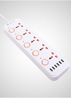 Buy Power Strip Surge Protector with USB- Extension Cord Flat Plug with Widely 5 AC Outlet and 6 USB, Small Desktop Station with 6 ft Power Cord, Compact Socket (5G6U-A06) in UAE