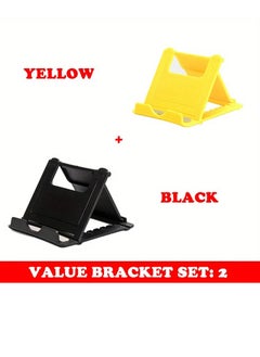 اشتري Cell Phone Stand, Portable And Foldable Desk Phone Holder, Adjustable Angle Smartphone Support Tablet Stand, Compact And Durable Universal Desk Stand For All Mobile Smart Phone, (Black And Yellow) في الامارات