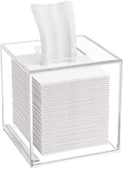 Buy HIIMIEI Acrylic Tissue Box Cover Clear Tissue Holder Square Napkin Dispenser for Home Office Restaurant - Clear in Egypt