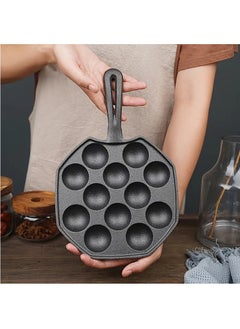 Buy Takoyaki Pan 12 Molds Takoyaki Maker Skillet Cast Iron Octopus Meat Ball Mold No- Stick Baking Tray for Octopus Balls Pancake in Saudi Arabia