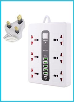 Buy Surge Protected Extension Lead with USB Slots, 6 Way Plug Extension with 5 USB 1 PD, Multi Plug Power Strip, LED Small Desktop Station with 6 ft Power Cord, Compact Socket for Home Office (White) in Saudi Arabia