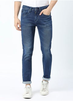 Buy Mid Rise Faded Jeans with Pocket Detail in Saudi Arabia