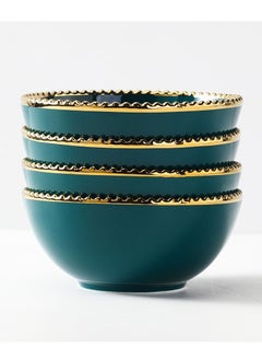Buy Set of 4 Ceramic Bowls Dark Green Phnom Penh in UAE