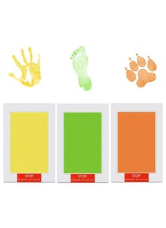 Buy 9Pcs Inkless Hand And Footprint Kit Baby Imprint Kit 3 Paw Print Ink Pad With 6 Imprint Card Baby Keepsake Ornament Kit For Newborn Shower Gift (Light Green Orange Yellow) in Saudi Arabia