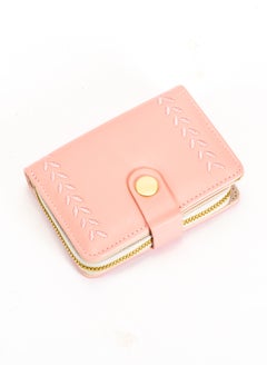 Buy Leather Flip Wallet & Card Holder with 10 Pockets and Zipped Pocket Pink in Egypt