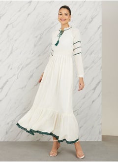 اشتري Maxi Long Sleeve Embroidered A-Line Dress في السعودية