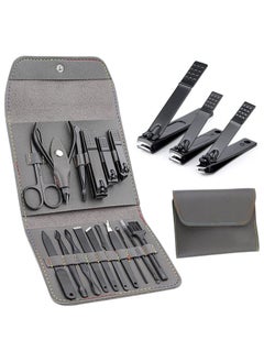 اشتري Manicure Set, Professional Stainless Steel Pedicure Nail Clipper Tools Kit with PU Leather Folding Case，Women Men Nail Scissors Nail Cutter Set，16 In 1 Travel Grooming Care Tool Kits في الامارات