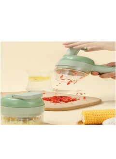 اشتري 4 in 1 Portable Electric Vegetable Cutter Set Wireless Food Processor for Garlic Pepper Chili Onion Celery Ginger Meat with Brush في السعودية