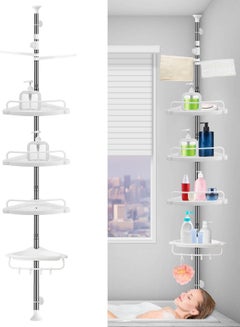 Buy Bathroom Shower Bath Caddy Corner Storage Rack Wall Shelf Pole Organizer 4 Layer in UAE