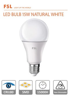 Buy LED E27 Bulb 15 Watt Natural White 10 Pcs in UAE