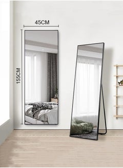 Buy Full Body Mirror Full Length Mirror with Black Aluminum Alloy Frame Mirror Full Length with Stand Wall Mounted Mirror Hanging Mirror for Wall 155X45CM in Saudi Arabia