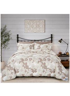 Buy Printed Comforter Set 7-Pcs King Size 260 X 240 Cms All Season Double Bed Bedding Set With Removable Filler And Down Alternative Filling,Tan in Saudi Arabia