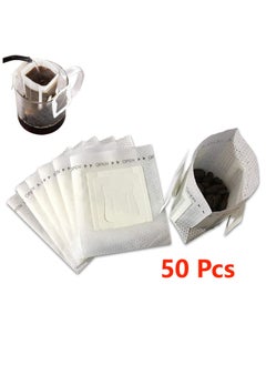 Buy 50Pcs Portable Coffee Filter Bag with Hanging Ear Design Disposable Drip Coffee Filter Paper Bag in Saudi Arabia