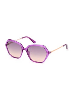 Buy Women's Mirrored Asymmetrical Shape Plastic Sunglasses GU0013481Z55 - Lens Size: 55 Mm - Shiny Violet in Saudi Arabia